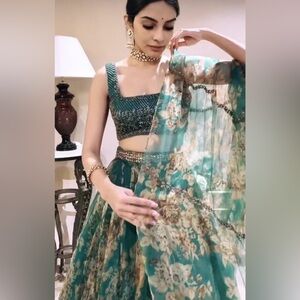 Floral Blue Lehenga